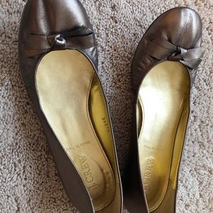J Crew leather metallic brown flats
